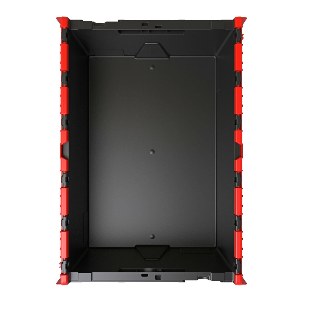 Alpha Eurobox aus PP-Regranulat mit Klappdeckel, schwarz/rot, 56 Liter, HxBxT 310 x 600 x 400 mm Produktabbildung Nr. 3: Alpha Eurobox aus PP-Regranulat mit Klappdeckel, schwarz/rot, 56 Liter, HxBxT 310 x 600 x 400 mm