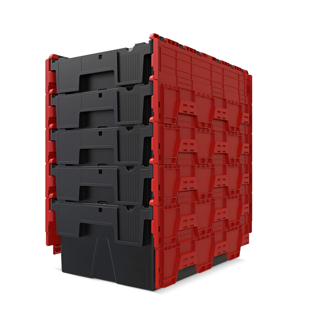Alpha Eurobox aus PP-Regranulat mit Klappdeckel, schwarz/rot, 56 Liter, HxBxT 310 x 600 x 400 mm Produktabbildung Nr. 8: Alpha Eurobox aus PP-Regranulat mit Klappdeckel, schwarz/rot, 56 Liter, HxBxT 310 x 600 x 400 mm