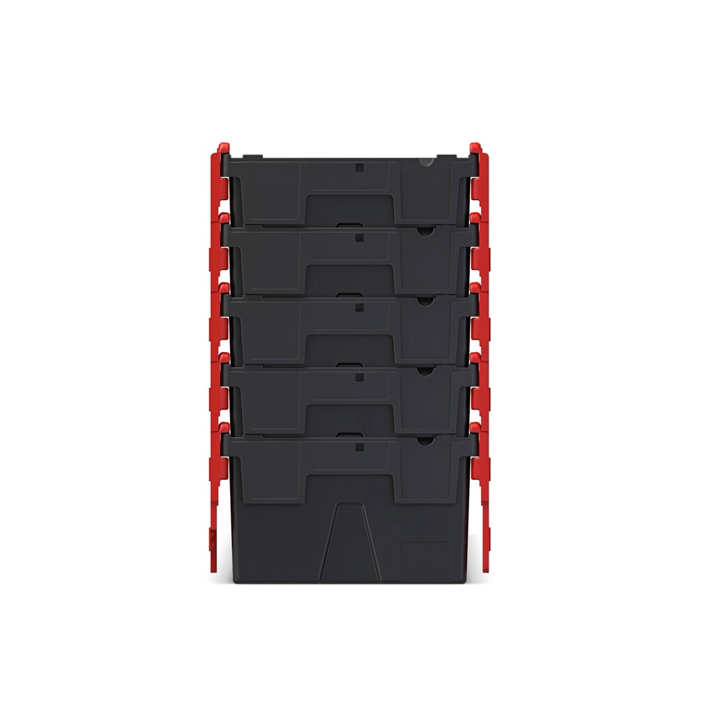 Produktabbildung Nr. 9: Alpha Eurobox aus PP-Regranulat mit Klappdeckel, schwarz/rot, 56 Liter, HxBxT 310 x 600 x 400 mm