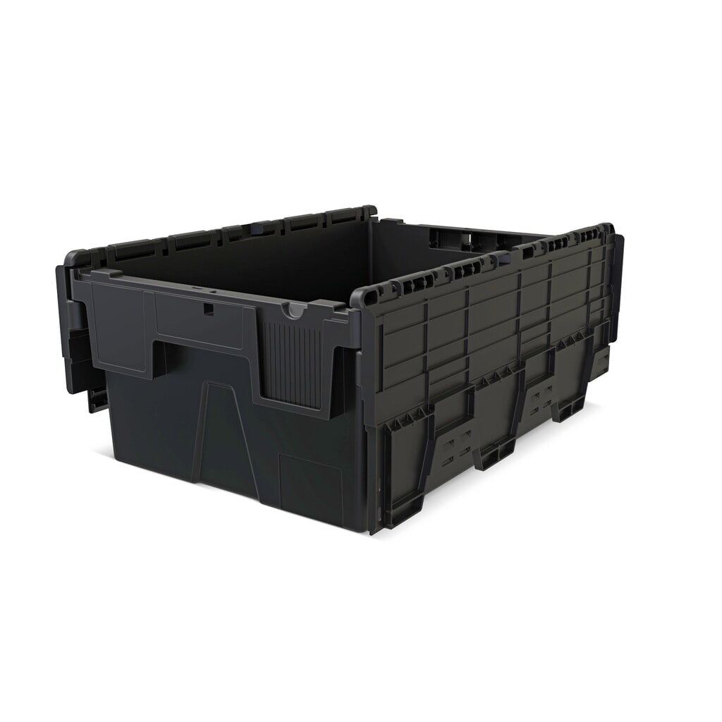 Alpha Eurobox aus PP-Regranulat mit Klappdeckel, schwarz, 40 Liter, HxBxT 250 x 600 x 400 mm Produktabbildung Nr. 3: Alpha Eurobox aus PP-Regranulat mit Klappdeckel, schwarz, 40 Liter, HxBxT 250 x 600 x 400 mm
