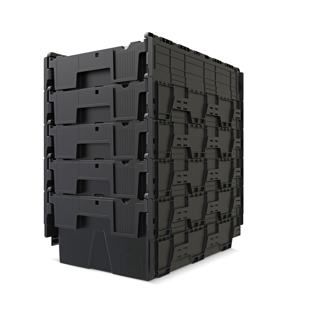 Produktabbildung Nr. 8: Alpha Eurobox aus PP-Regranulat mit Klappdeckel, schwarz, 40 Liter, HxBxT 250 x 600 x 400 mm