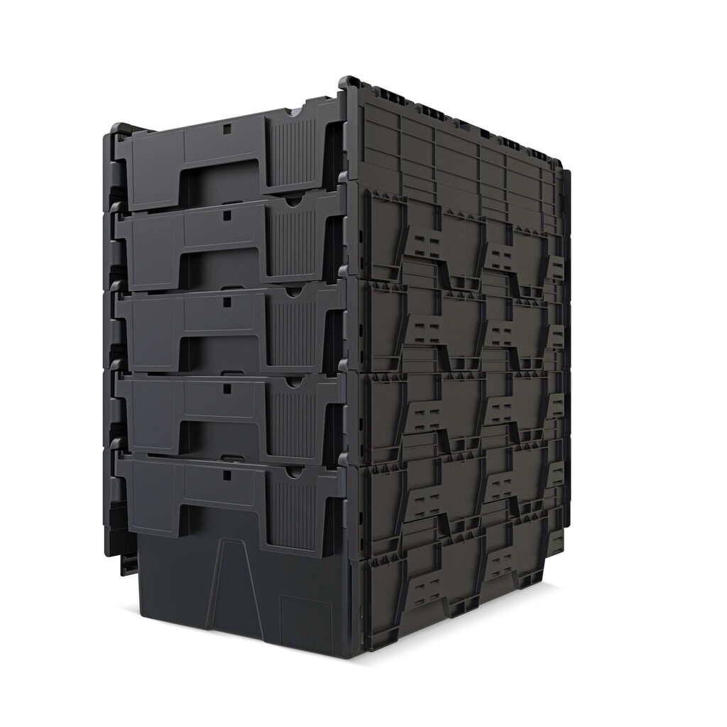 Alpha Eurobox aus PP-Regranulat mit Klappdeckel, schwarz, 40 Liter, HxBxT 250 x 600 x 400 mm Produktabbildung Nr. 8: Alpha Eurobox aus PP-Regranulat mit Klappdeckel, schwarz, 40 Liter, HxBxT 250 x 600 x 400 mm