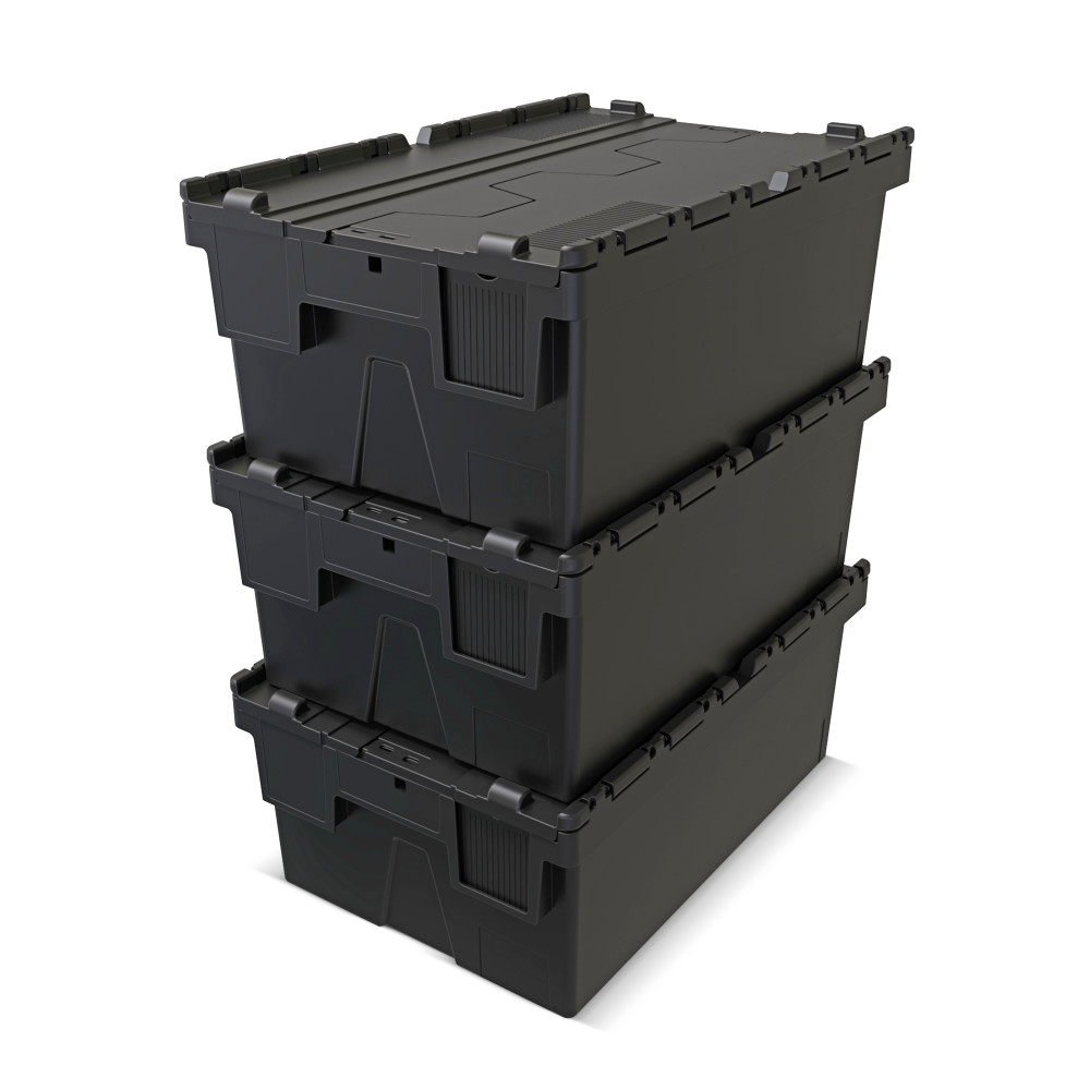 Produktabbildung Nr. 9: Alpha Eurobox aus PP-Regranulat mit Klappdeckel, schwarz, 40 Liter, HxBxT 250 x 600 x 400 mm