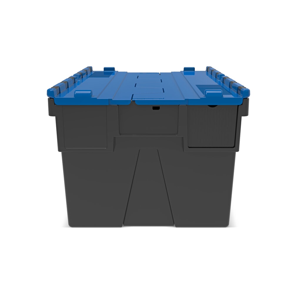 Produktabbildung Nr. 5: Alpha Eurobox aus PP-Regranulat mit Klappdeckel, schwarz/blau, 56 Liter, HxBxT310 x 600 x 400 mm