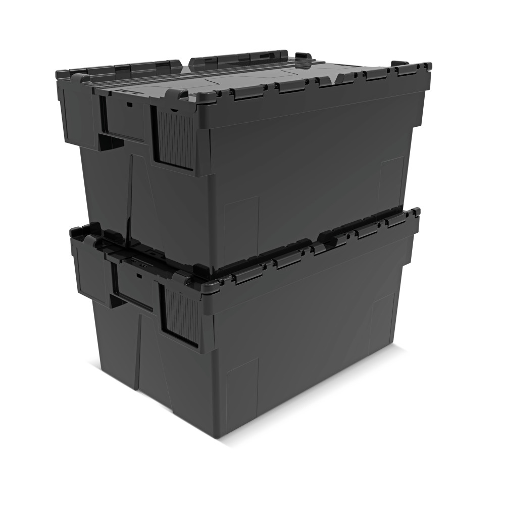 Produktabbildung Nr. 7: Alpha Eurobox aus PP-Regranulat mit Klappdeckel, schwarz, 56 Liter, HxBxT 310 x 600 x 400 mm