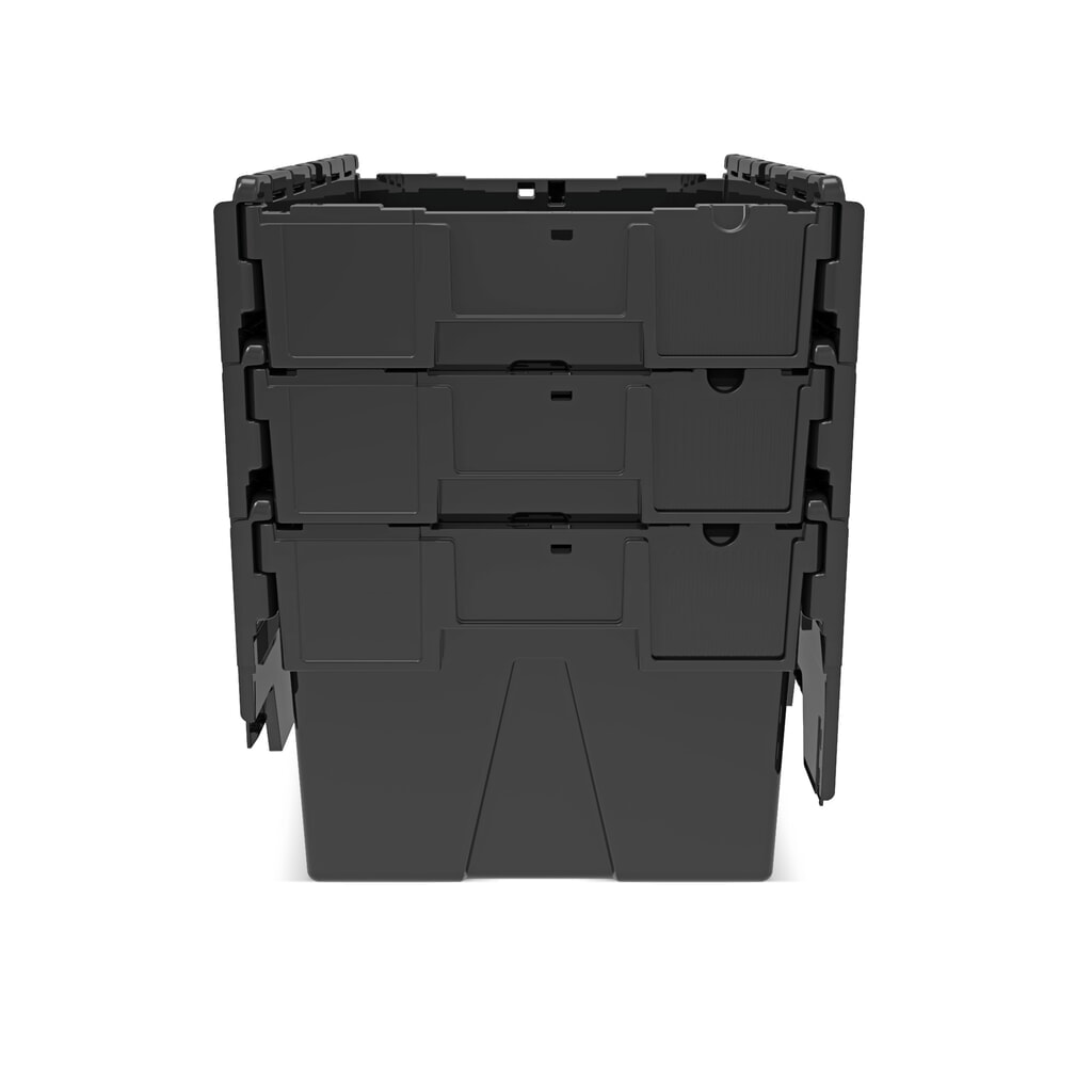 Alpha Eurobox aus PP-Regranulat mit Klappdeckel, schwarz, 56 Liter, HxBxT 310 x 600 x 400 mm Produktabbildung Nr. 9: Alpha Eurobox aus PP-Regranulat mit Klappdeckel, schwarz, 56 Liter, HxBxT 310 x 600 x 400 mm