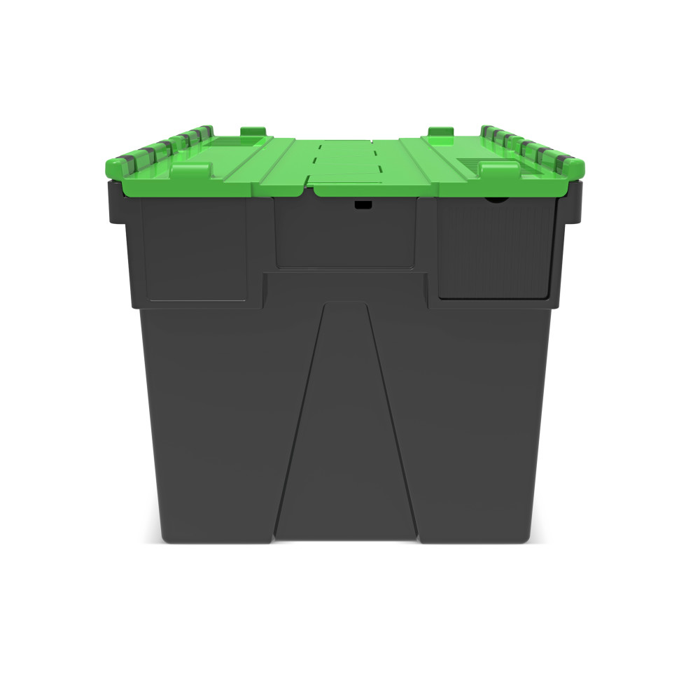 Produktabbildung Nr. 5: Alpha Eurobox aus PP-Regranulat mit Klappdeckel, schwarz/grün, 65 Liter, HxBxT 365 x 600 x 400 mm