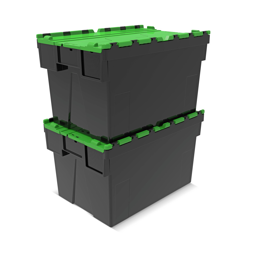 Produktabbildung Nr. 7: Alpha Eurobox aus PP-Regranulat mit Klappdeckel, schwarz/grün, 65 Liter, HxBxT 365 x 600 x 400 mm