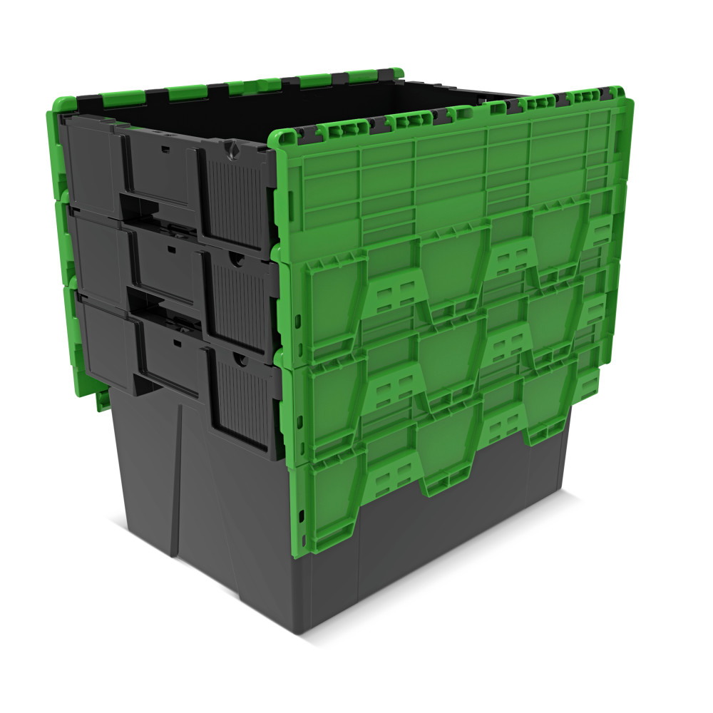 Produktabbildung Nr. 8: Alpha Eurobox aus PP-Regranulat mit Klappdeckel, schwarz/grün, 65 Liter, HxBxT 365 x 600 x 400 mm