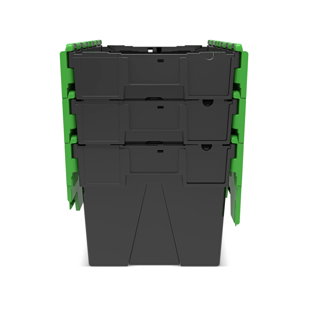 Produktabbildung Nr. 9: Alpha Eurobox aus PP-Regranulat mit Klappdeckel, schwarz/grün, 65 Liter, HxBxT 365 x 600 x 400 mm