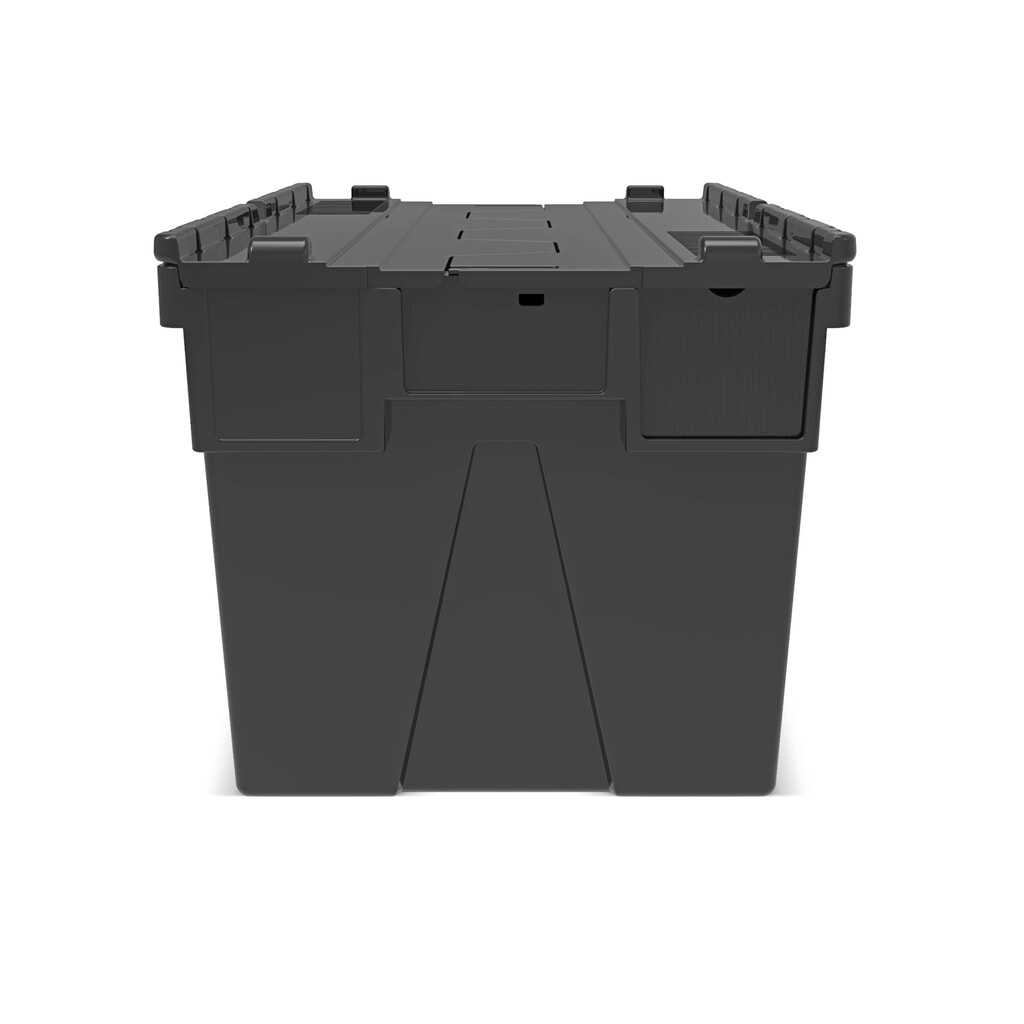 Alpha Eurobox aus PP-Regranulat mit Klappdeckel, schwarz, 65 Liter, HxBxT 365 x 600 x 400 mm Produktabbildung Nr. 5: Alpha Eurobox aus PP-Regranulat mit Klappdeckel, schwarz, 65 Liter, HxBxT 365 x 600 x 400 mm