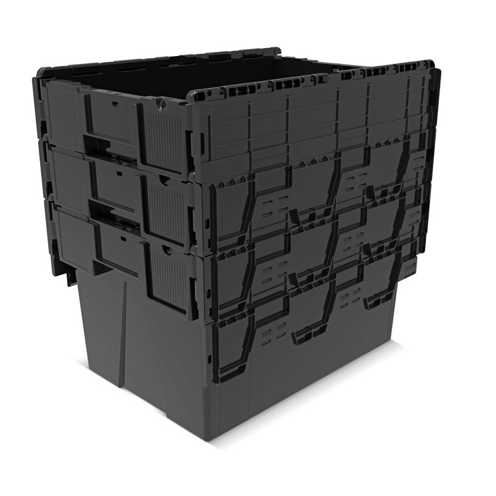 Produktabbildung Nr. 8: Alpha Eurobox aus PP-Regranulat mit Klappdeckel, schwarz, 65 Liter, HxBxT 365 x 600 x 400 mm