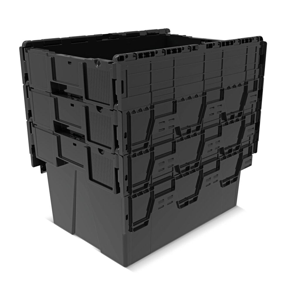 Produktabbildung Nr. 8: Alpha Eurobox aus PP-Regranulat mit Klappdeckel, schwarz, 65 Liter, HxBxT 365 x 600 x 400 mm