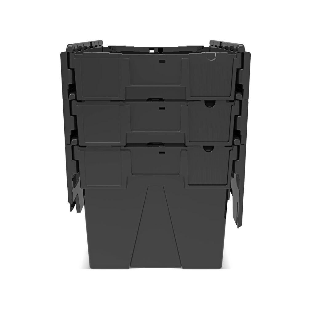 Alpha Eurobox aus PP-Regranulat mit Klappdeckel, schwarz, 65 Liter, HxBxT 365 x 600 x 400 mm Produktabbildung Nr. 9: Alpha Eurobox aus PP-Regranulat mit Klappdeckel, schwarz, 65 Liter, HxBxT 365 x 600 x 400 mm