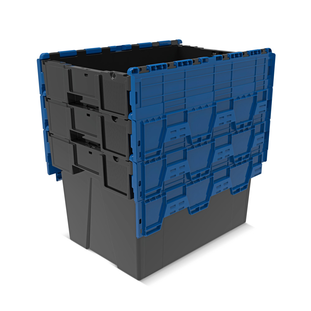 Produktabbildung Nr. 8: Alpha Eurobox aus PP-Regranulat mit Klappdeckel, schwarz/blau, 77 Liter, HxBxT 400 x 600 x 400 mm