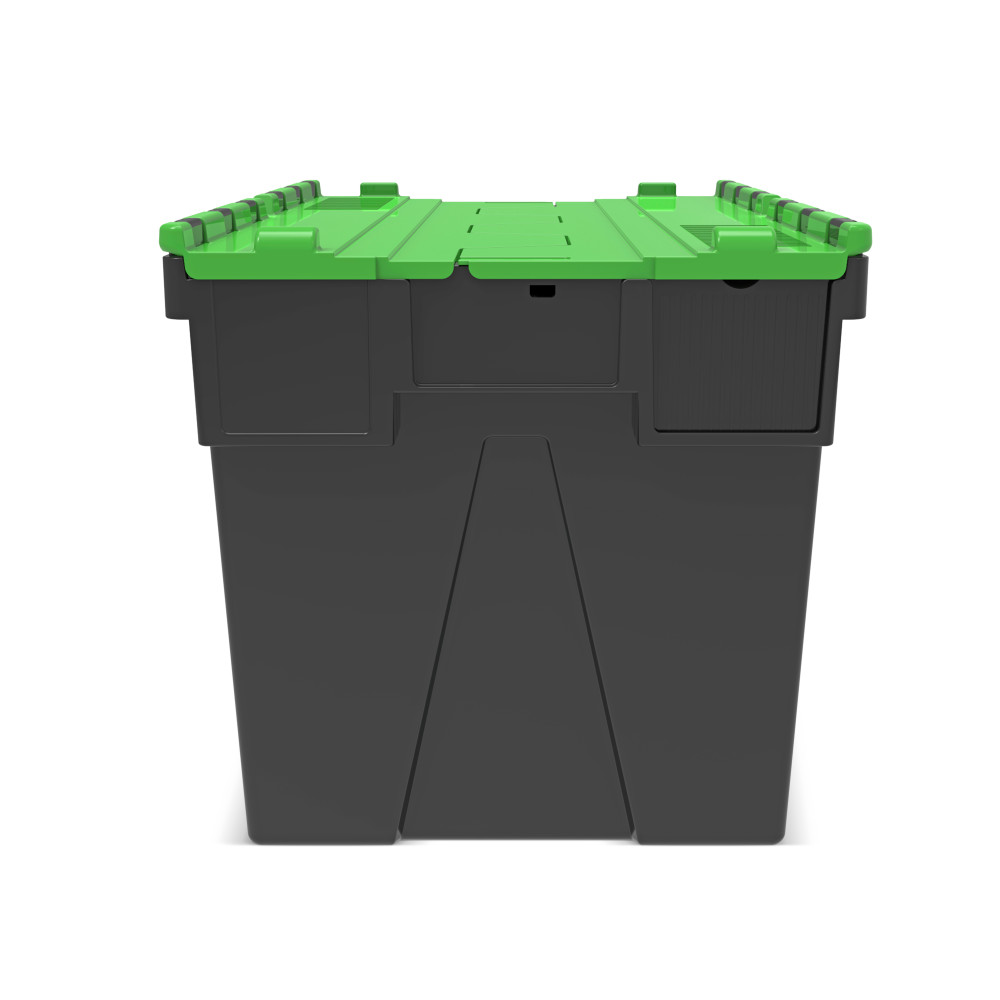 Produktabbildung Nr. 5: Alpha Eurobox aus PP-Regranulat mit Klappdeckel, schwarz/grün, 77 Liter, HxBxT 400 x 600 x 400 mm