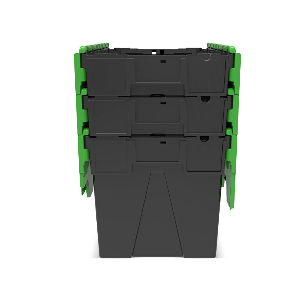 Produktabbildung Nr. 9: Alpha Eurobox aus PP-Regranulat mit Klappdeckel, schwarz/grün, 77 Liter, HxBxT 400 x 600 x 400 mm
