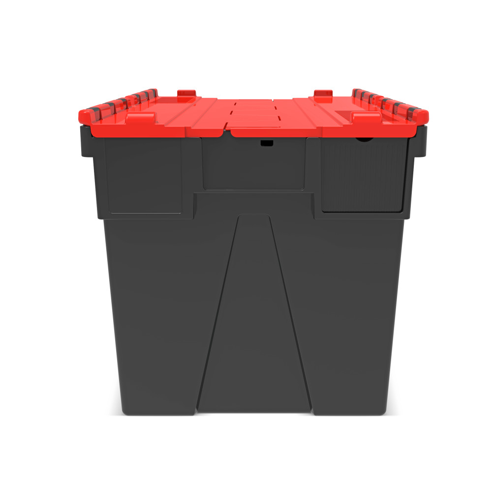 Produktabbildung Nr. 5: Alpha Eurobox aus PP-Regranulat mit Klappdeckel, schwarz/rot, 77 Liter, HxBxT 400 x 600 x 400 mm