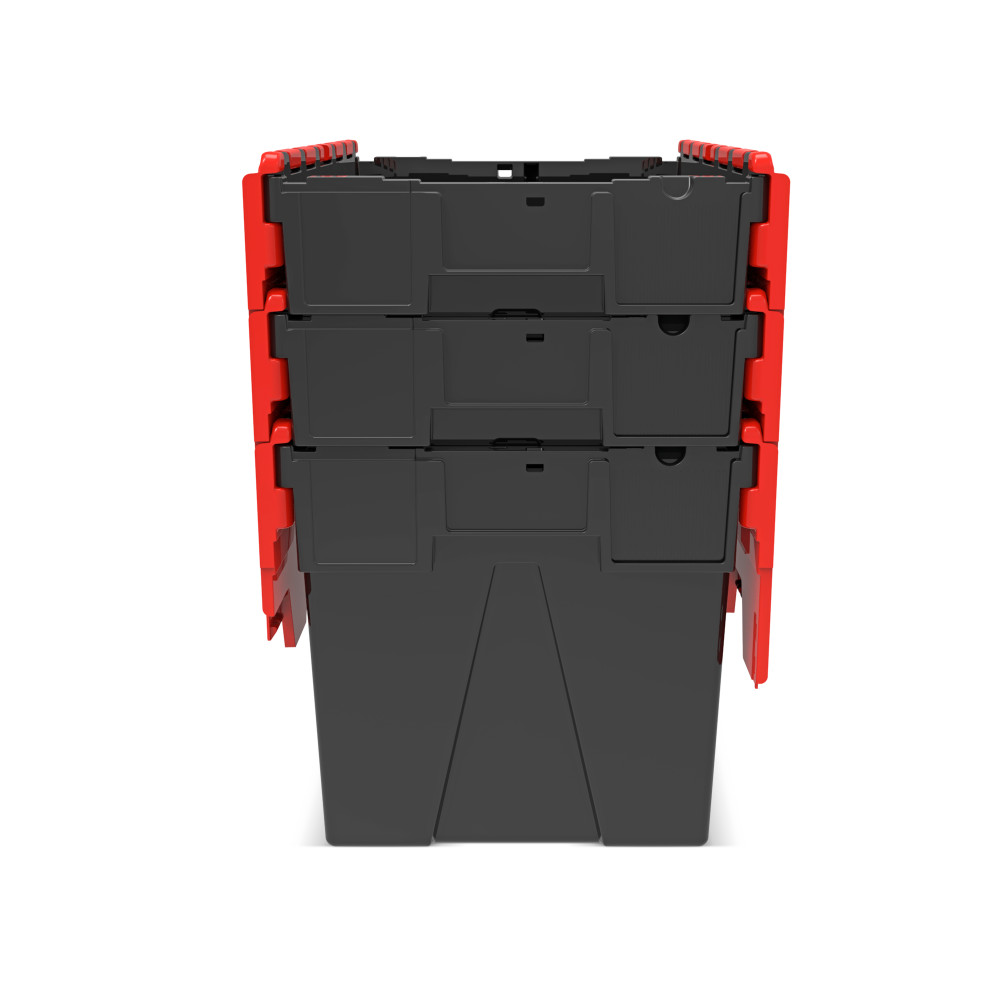 Produktabbildung Nr. 9: Alpha Eurobox aus PP-Regranulat mit Klappdeckel, schwarz/rot, 77 Liter, HxBxT 400 x 600 x 400 mm