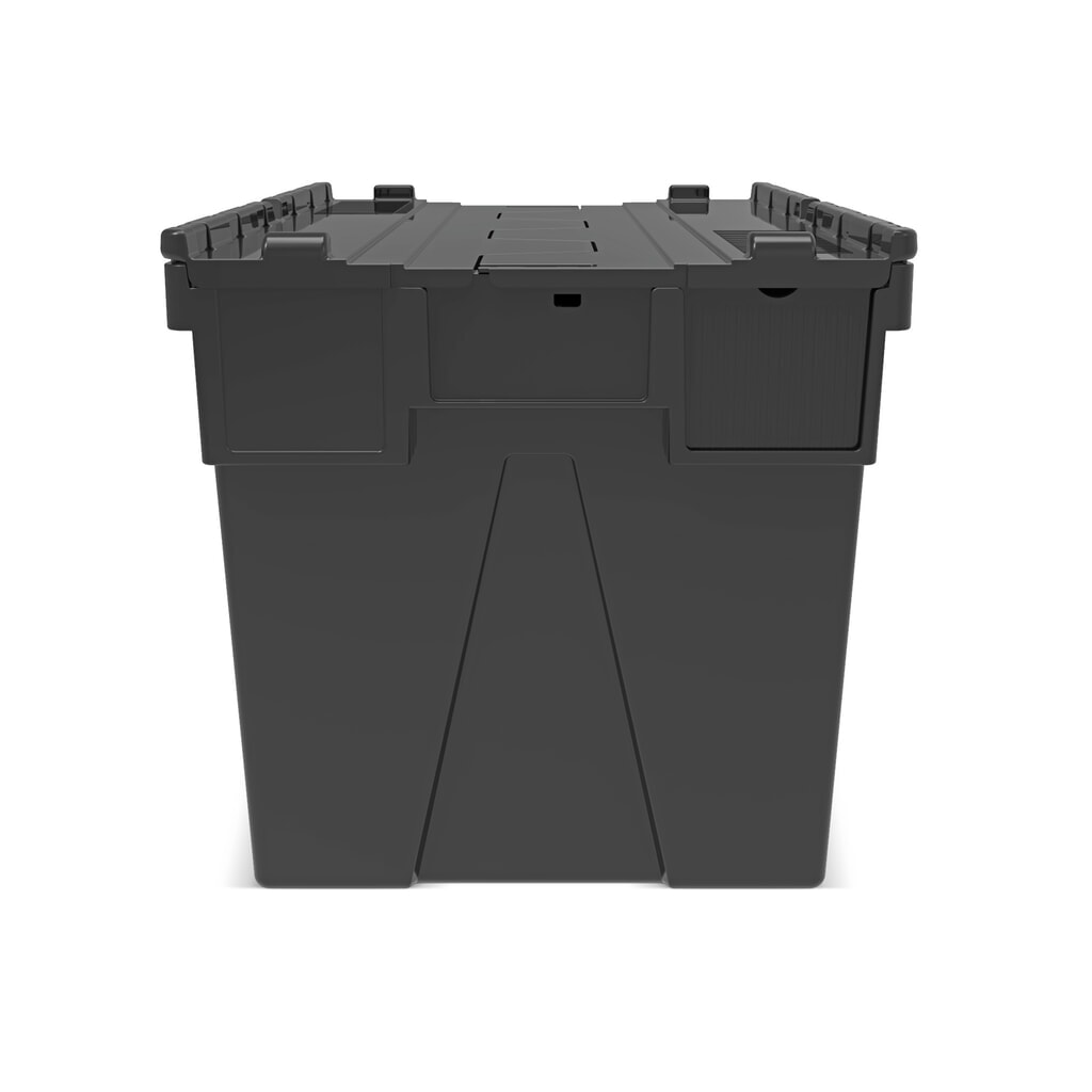Alpha Eurobox aus PP-Regranulat mit Klappdeckel, schwarz, 77 Liter, HxBxT 400 x 600 x 400 mm Produktabbildung Nr. 5: Alpha Eurobox aus PP-Regranulat mit Klappdeckel, schwarz, 77 Liter, HxBxT 400 x 600 x 400 mm