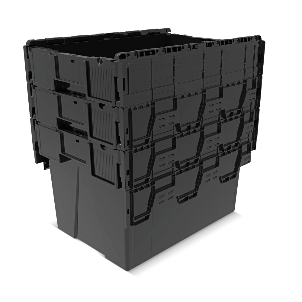 Produktabbildung Nr. 8: Alpha Eurobox aus PP-Regranulat mit Klappdeckel, schwarz, 77 Liter, HxBxT 400 x 600 x 400 mm