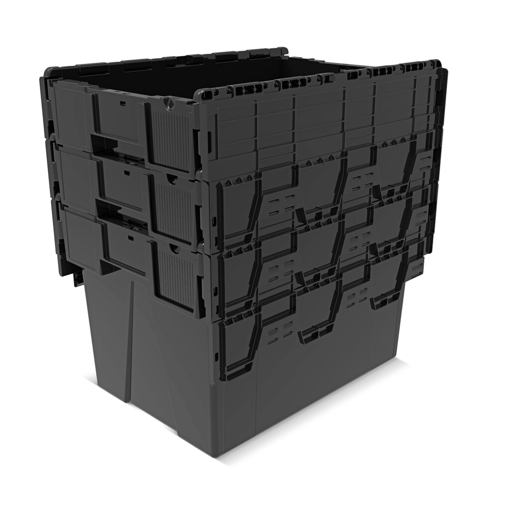 Produktabbildung Nr. 8: Alpha Eurobox aus PP-Regranulat mit Klappdeckel, schwarz, 77 Liter, HxBxT 400 x 600 x 400 mm
