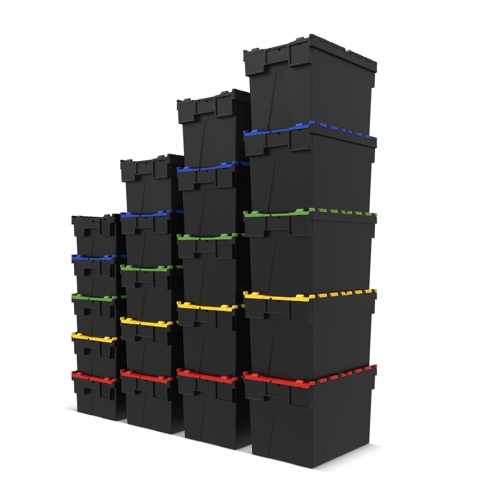 Produktabbildung Nr. 6: Alpha Eurobox aus PP-Regranulat mit Klappdeckel, schwarz, 65 Liter, HxBxT 365 x 600 x 400 mm