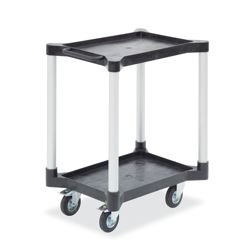 Mehrzweckwagen mit Ablagen, aus Polyethylen, 2 Etagen à 604 x 404 mm Produktabbildung: Mehrzweckwagen mit Ablagen, aus Polyethylen, 2 Etagen à 604 x 404 mm
