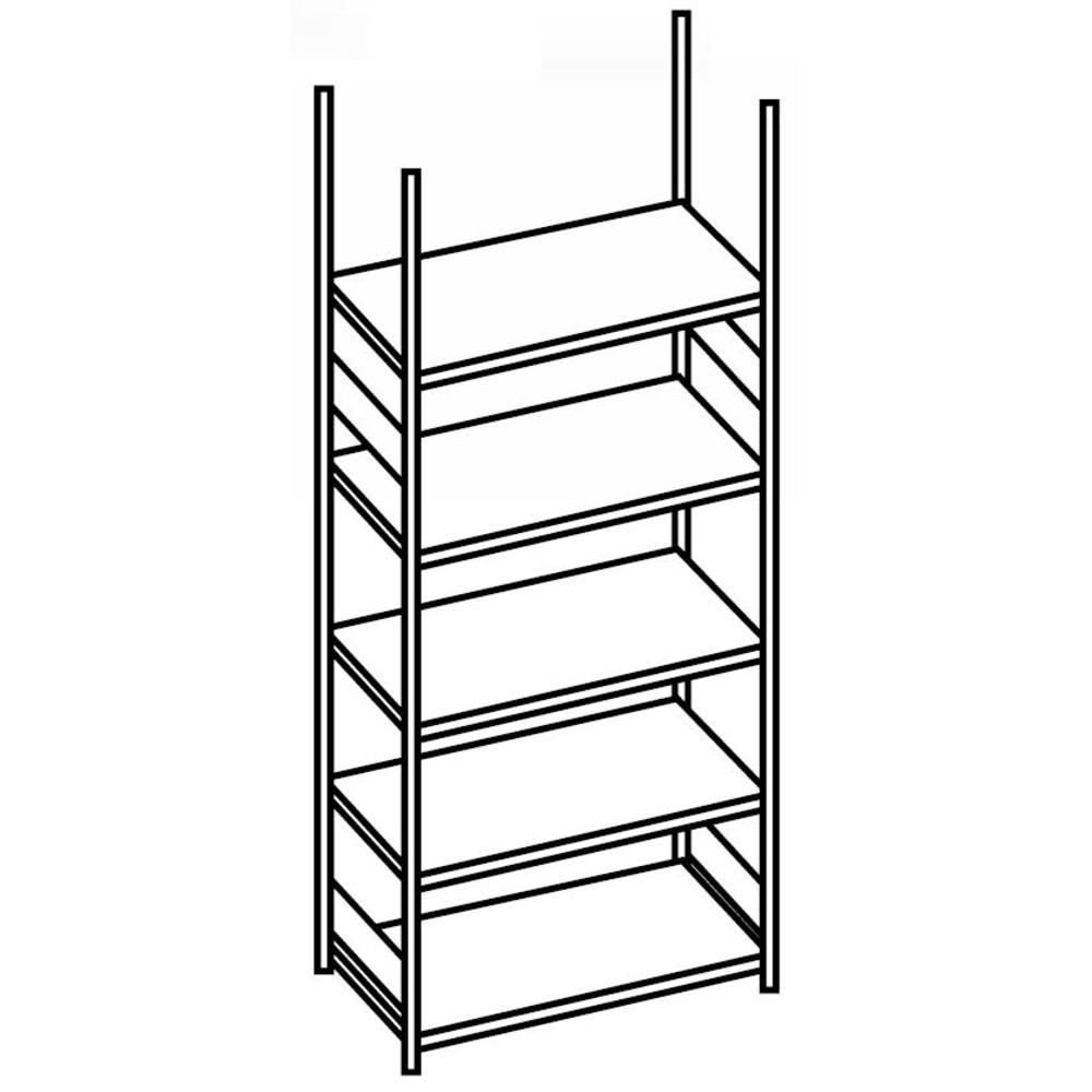 Produktabbildung Nr. 2: META Aktenregal GF, einseitig, ohne Abdeckboden, FL 80 kg, verzinkt, HxBxT 1.850 x 1.000 x 300 mm