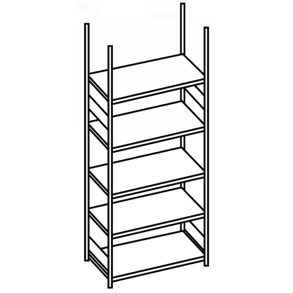 META Aktenregal GF, einseitig, ohne Abdeckboden, FL 80 kg, verzinkt, HxBxT 2.200 x 750 x 300 mm Produktabbildung Nr. 2: META Aktenregal GF, einseitig, ohne Abdeckboden, FL 80 kg, verzinkt, HxBxT 2.200 x 750 x 300 mm