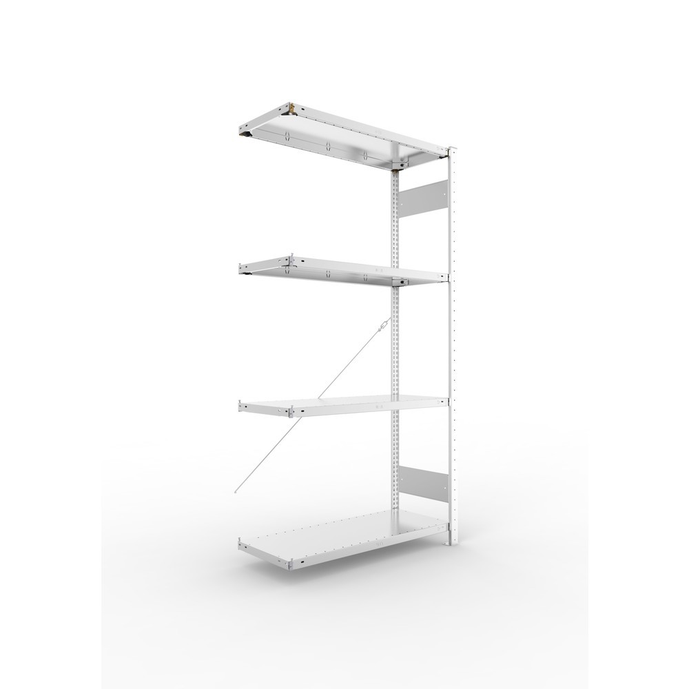 Produktabbildung: META Fachbodenregal CLIP SET, AF, FL 150 kg, verzinkt, 4 Böden, HxBxT 2.000 x 1.000 x 400 mm