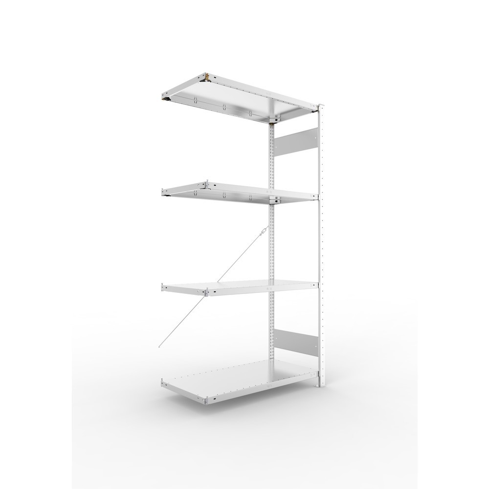 Produktabbildung: META Fachbodenregal CLIP SET, AF, FL 150 kg, verzinkt, 4 Böden, HxBxT 2.000 x 1.000 x 500 mm