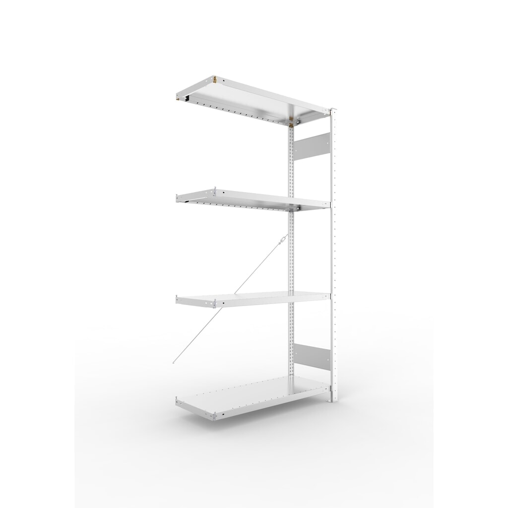META Fachbodenregal CLIP SET, AF, FL 100 kg, verzinkt, 4 Böden, HxBxT 2.000 x 1.000 x 400 mm Produktabbildung: META Fachbodenregal CLIP SET, AF, FL 100 kg, verzinkt, 4 Böden, HxBxT 2.000 x 1.000 x 400 mm