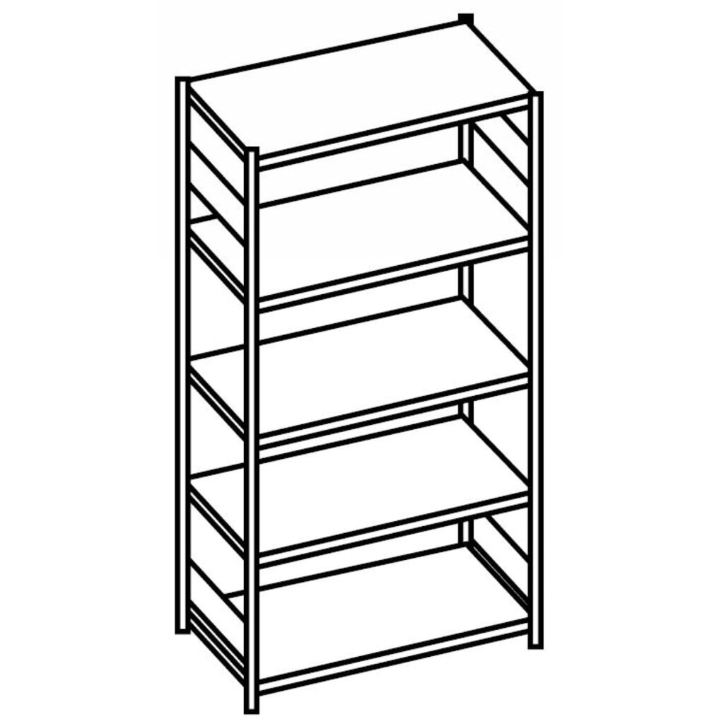ManOrga Fachbodenregal verzinkt mit 5 Spanplattenböden, Fachlast 287 kg, HxBxT 2.000 x 1.290 x 520 mm Produktabbildung Nr. 3: ManOrga Fachbodenregal verzinkt mit 5 Spanplattenböden, Fachlast 287 kg, HxBxT 2.000 x 1.290 x 520 mm