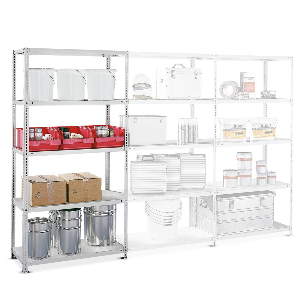 Produktabbildung: META Fachbodenregal Schraubsystem, AF, FL 100 kg, verzinkt, HxBxT 2.000 x 1.000 x 300 mm