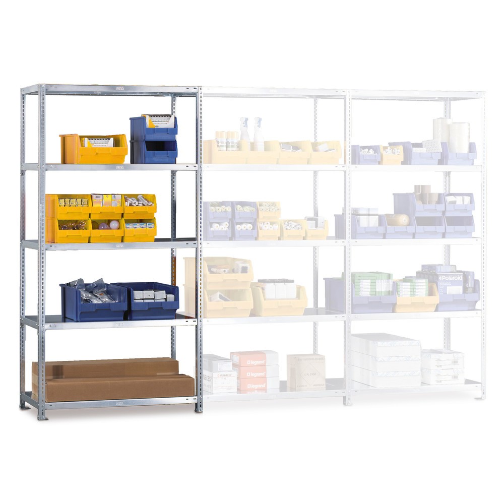 Produktabbildung: META Fachbodenregal Schraubsystem, AF, FL 80 kg, lichtgrau, HxBxT 2.000 x 1.000 x 300 mm