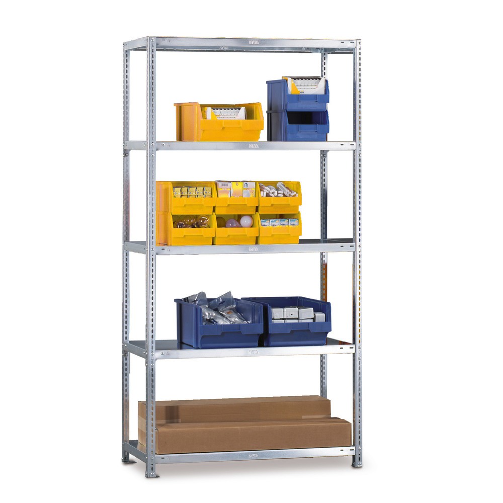 Produktabbildung: META Fachbodenregal Schraubsystem, GF, FL 80 kg, verzinkt, HxBxT 2.000 x 1.000 x 500 mm