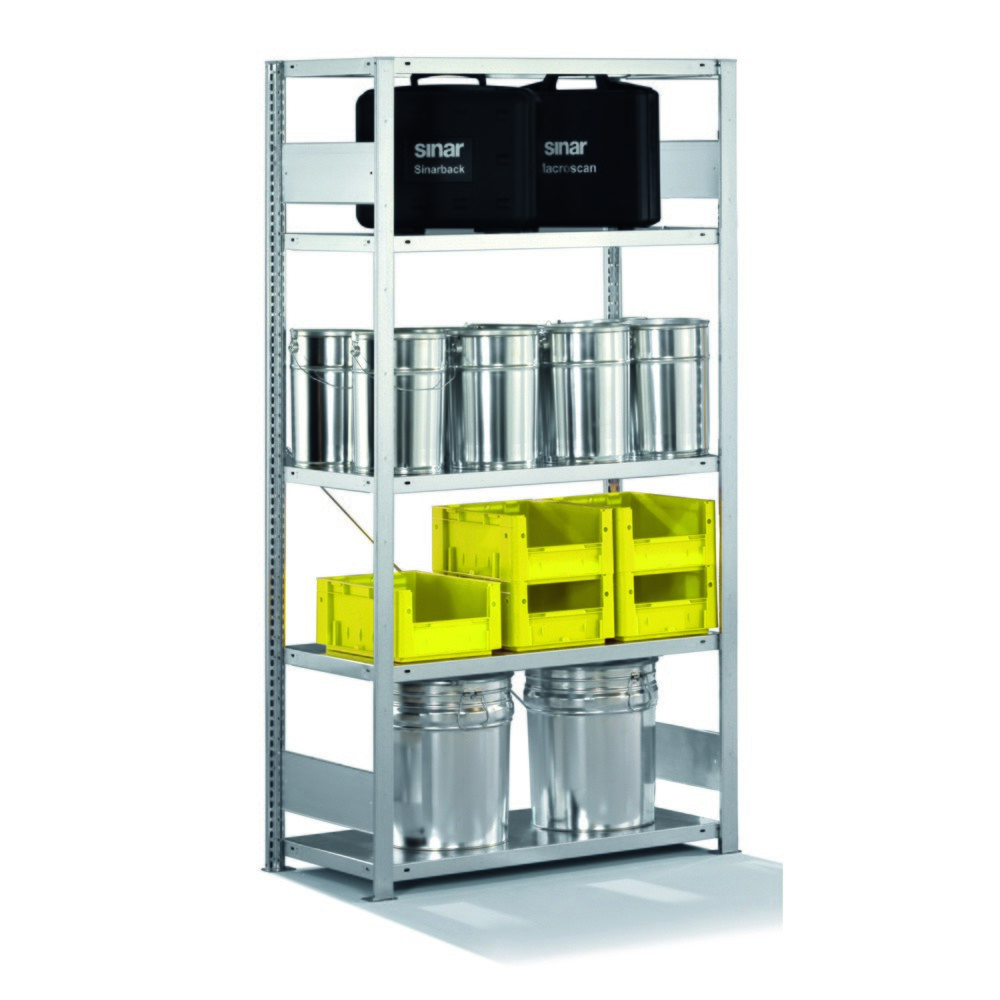 Produktabbildung: META Fachbodenregal verzinkt mit 5 Stahlblechböden, Fachlast 230 kg, HxBxT 2.000 x 1.056 x 336 mm