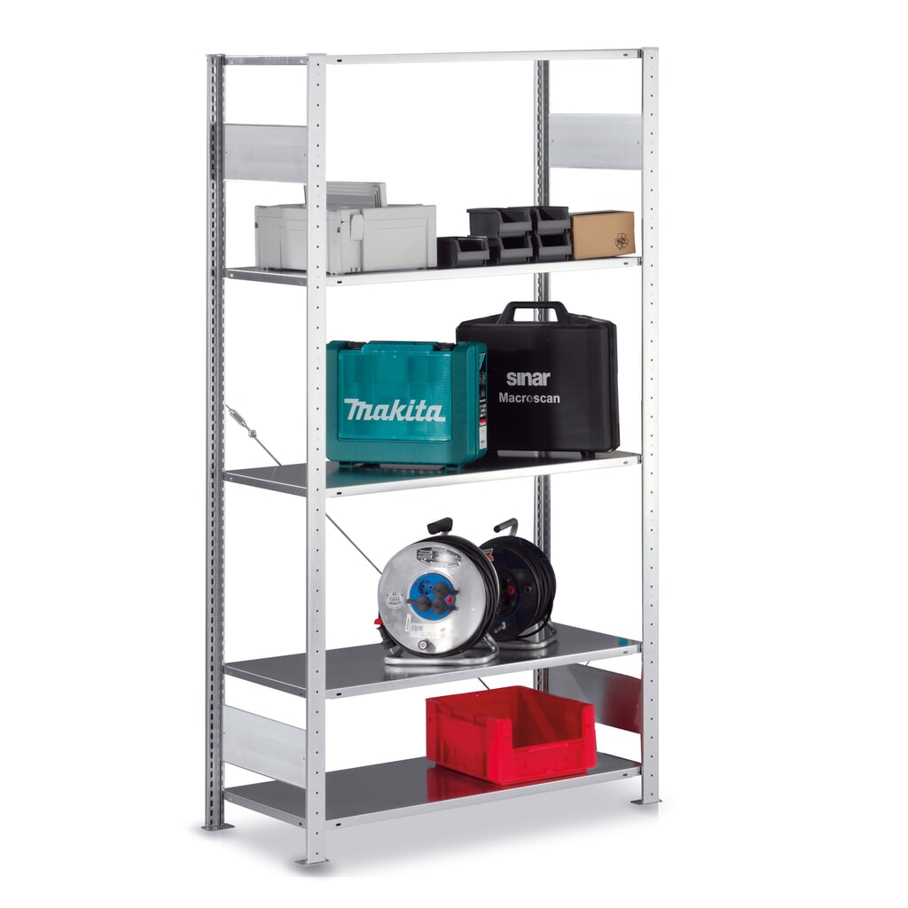 Produktabbildung: META Fachbodenregal verzinkt, Fachlast 80 kg, HxBxT 2.000 x 1.056 x 336 mm