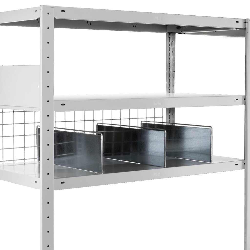 META Fachteiler mit Sicherheitsbügel, HxT 150 x 400 mm Produktabbildung: META Fachteiler mit Sicherheitsbügel, HxT 150 x 400 mm
