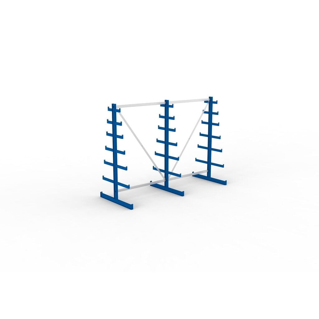 Produktabbildung Nr. 2: META Komplettpaket Kragarmregal, doppelseitig, Tragkraft pro Arm 150 kg, HxBxT 2.000 x 2.755 x 1.090 mm, 3 Ständer