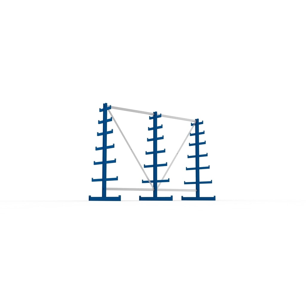 Produktabbildung Nr. 3: META Komplettpaket Kragarmregal, doppelseitig, Tragkraft pro Arm 150 kg, HxBxT 2.000 x 2.755 x 1.090 mm, 3 Ständer