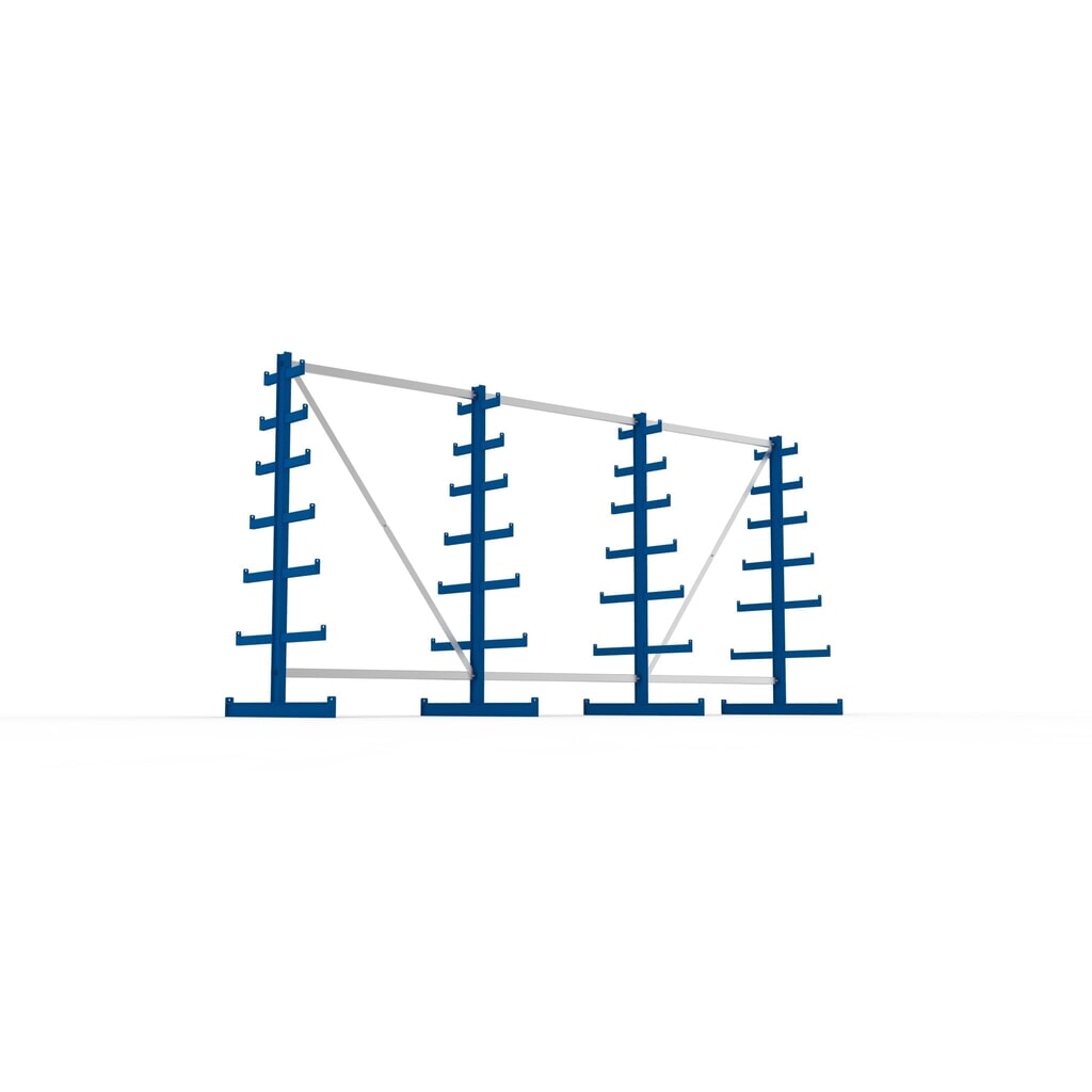 META Komplettpaket Kragarmregal, doppelseitig, Tragkraft pro Arm 150 kg, HxBxT 2.000 x 4.105 x 1.090 mm, 4 Ständer Produktabbildung Nr. 3: META Komplettpaket Kragarmregal, doppelseitig, Tragkraft pro Arm 150 kg, HxBxT 2.000 x 4.105 x 1.090 mm, 4 Ständer