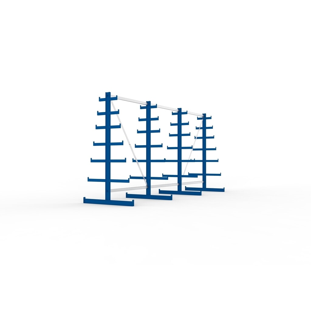 META Komplettpaket Kragarmregal, doppelseitig, Tragkraft pro Arm 150 kg, HxBxT 2.000 x 4.105 x 1.090 mm, 4 Ständer Produktabbildung Nr. 4: META Komplettpaket Kragarmregal, doppelseitig, Tragkraft pro Arm 150 kg, HxBxT 2.000 x 4.105 x 1.090 mm, 4 Ständer