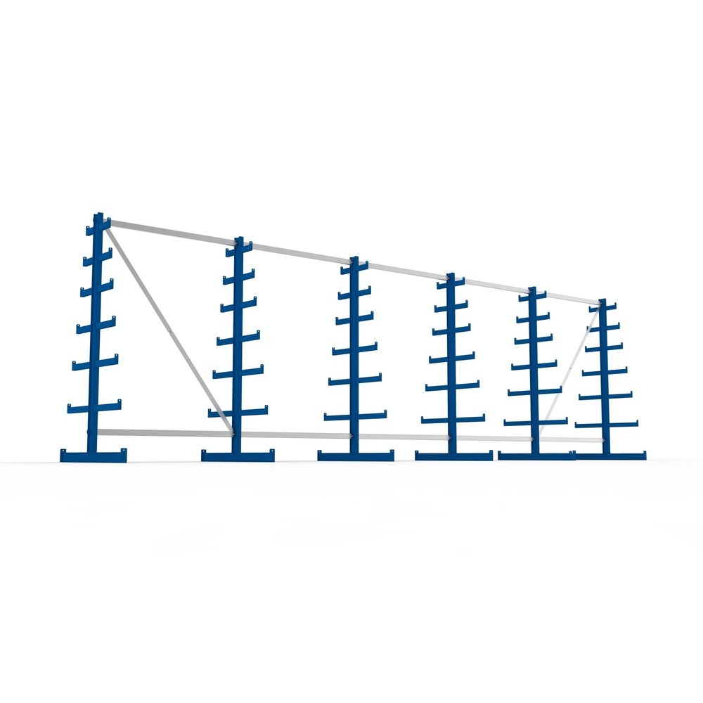 Produktabbildung Nr. 3: META Komplettpaket Kragarmregal, doppelseitig, Tragkraft pro Arm 150 kg, HxBxT 2.000 x 6.805 x 1.090 mm, 6 Ständer