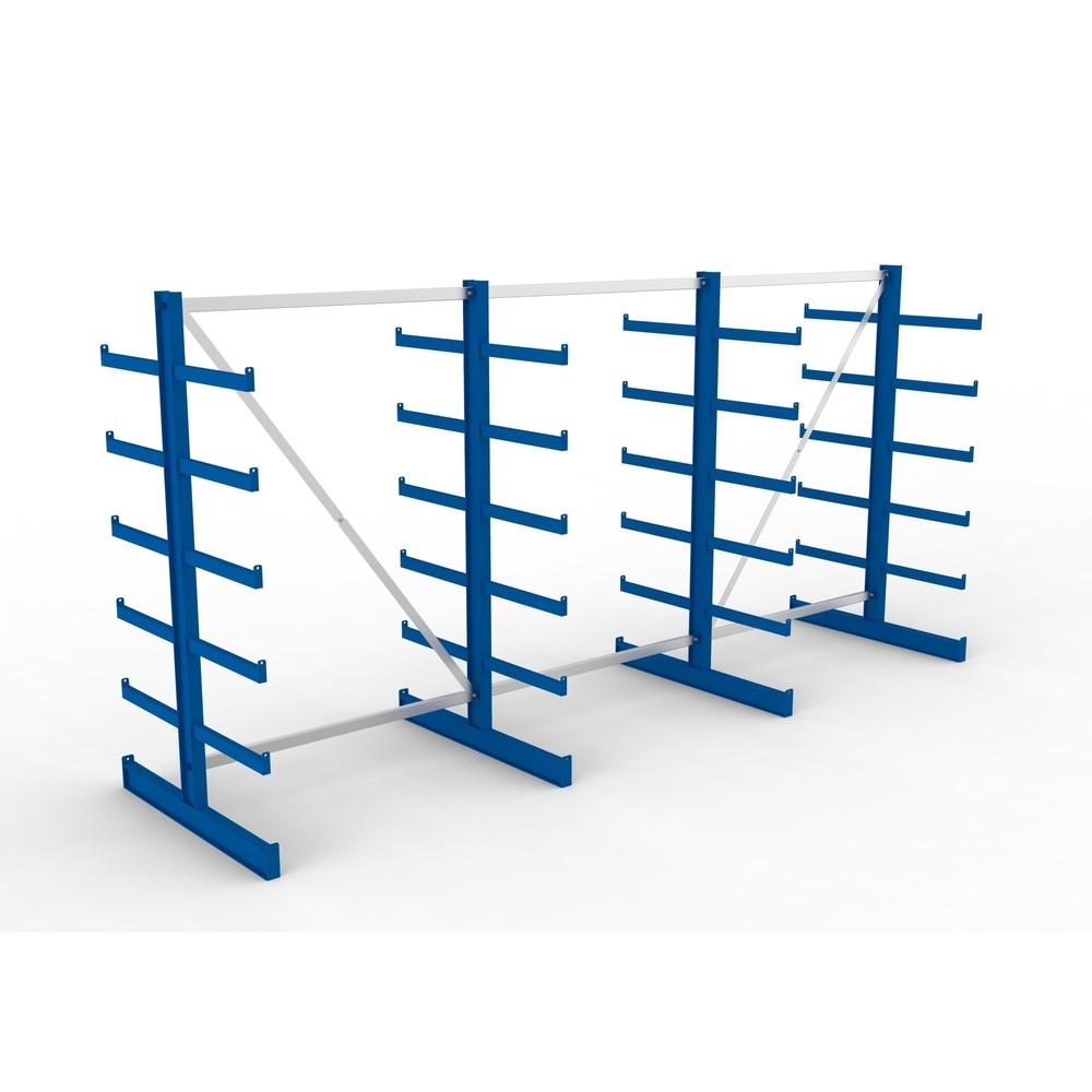 Produktabbildung Nr. 2: META Komplettpaket Kragarmregal, doppelseitig, Tragkraft pro Arm 200 kg, HxBxT 2.000 x 4.105 x 1.150 mm, 4 Ständer