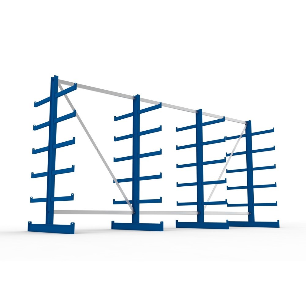 Produktabbildung Nr. 4: META Komplettpaket Kragarmregal, doppelseitig, Tragkraft pro Arm 200 kg, HxBxT 2.000 x 4.105 x 1.150 mm, 4 Ständer