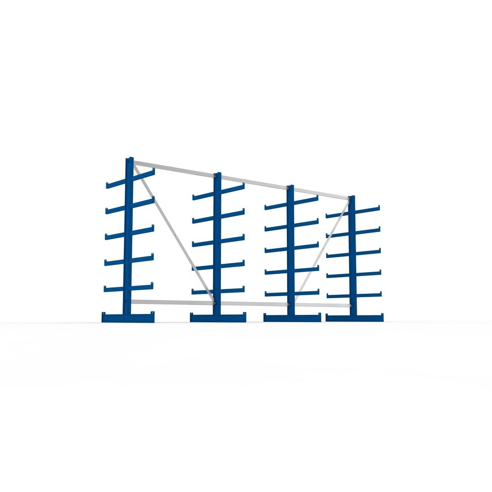 Produktabbildung Nr. 5: META Komplettpaket Kragarmregal, doppelseitig, Tragkraft pro Arm 200 kg, HxBxT 2.000 x 4.105 x 1.150 mm, 4 Ständer