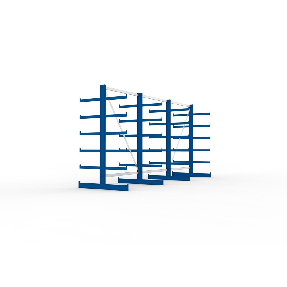 Produktabbildung Nr. 7: META Komplettpaket Kragarmregal, doppelseitig, Tragkraft pro Arm 200 kg, HxBxT 2.000 x 4.105 x 1.150 mm, 4 Ständer