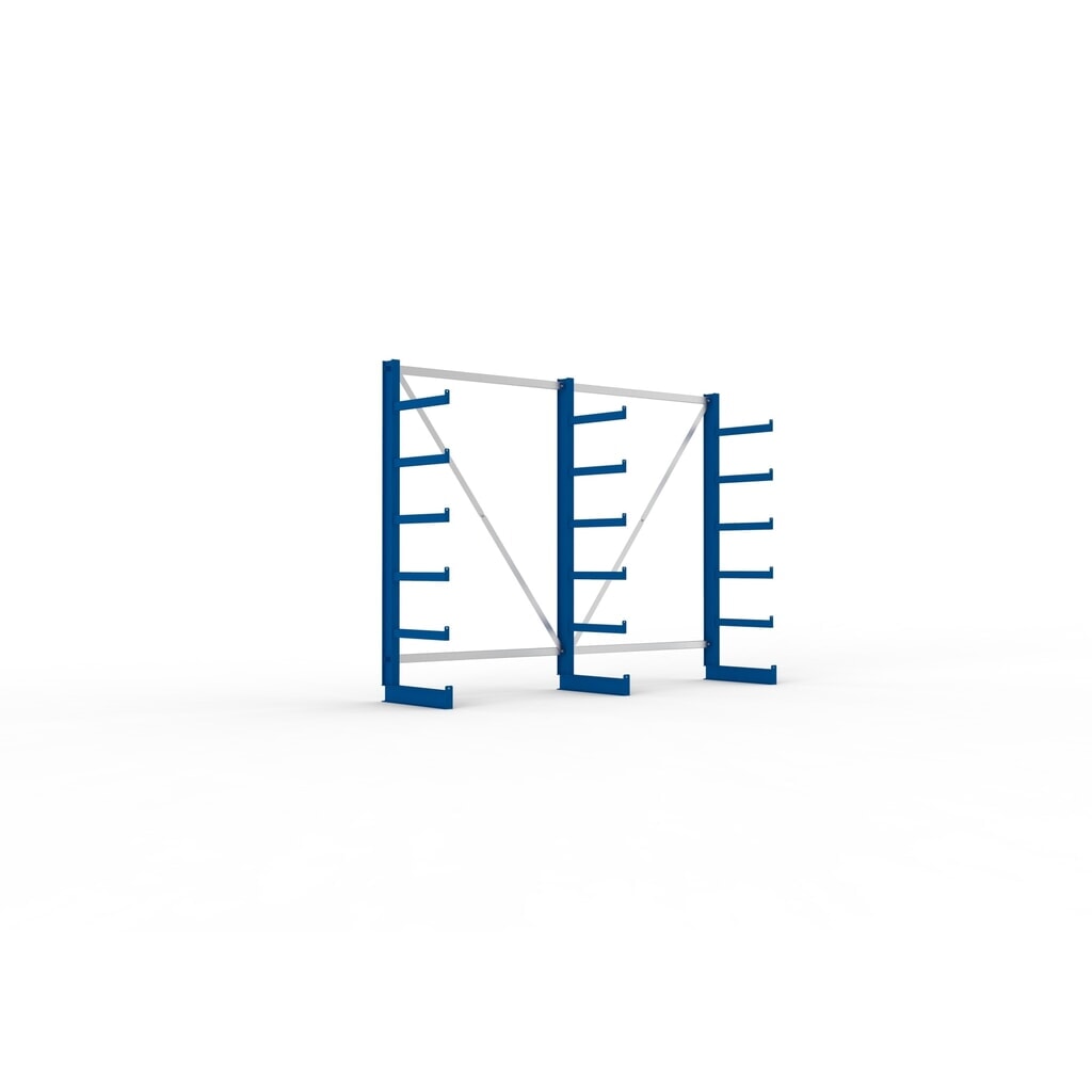 META Komplettpaket Kragarmregal, einseitig, Tragkraft pro Arm 200 kg, HxBxT 2.000 x 2.755 x 630 mm, 3 Ständer Produktabbildung: META Komplettpaket Kragarmregal, einseitig, Tragkraft pro Arm 200 kg, HxBxT 2.000 x 2.755 x 630 mm, 3 Ständer